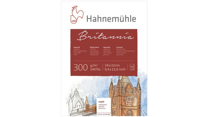 Hahnemühle Aquarellblock Britannia 17 x 24cm 12 Blatt