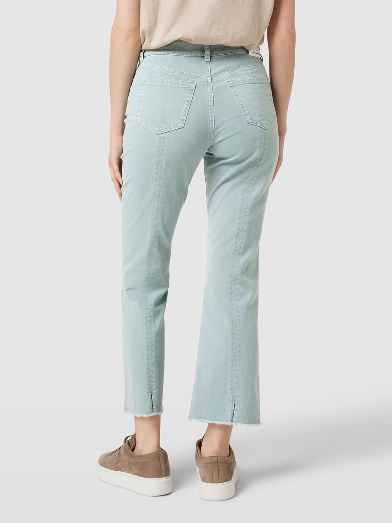 Bootcut Jeans mit ausgefransten Abschlüssen in petrol
