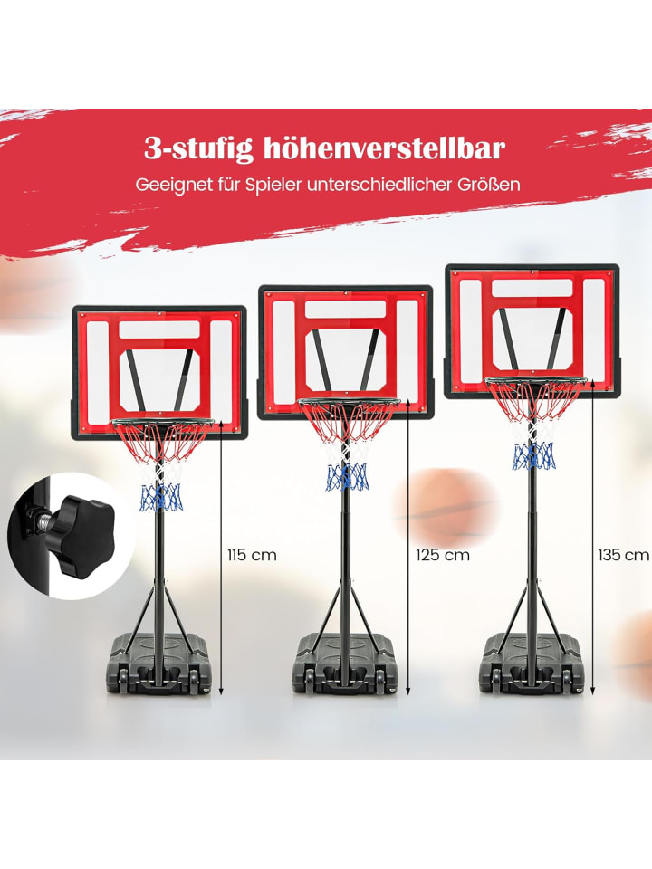 COSTWAY Basketballständer 115-135cm in Rot günstig kaufen onesize
