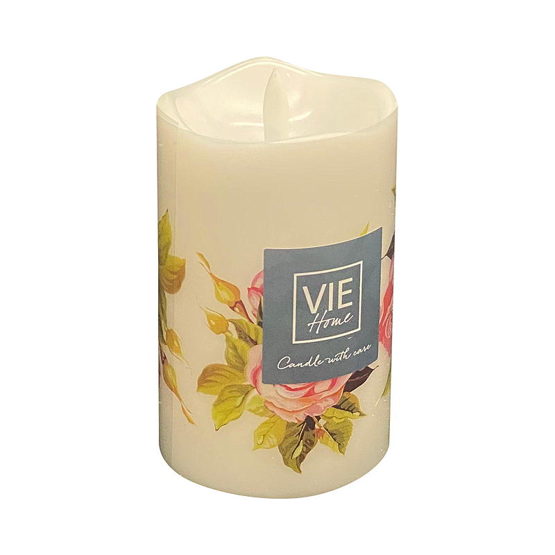 Vie Home Kubbelys 12,5 cm m/print LED timer Rose
