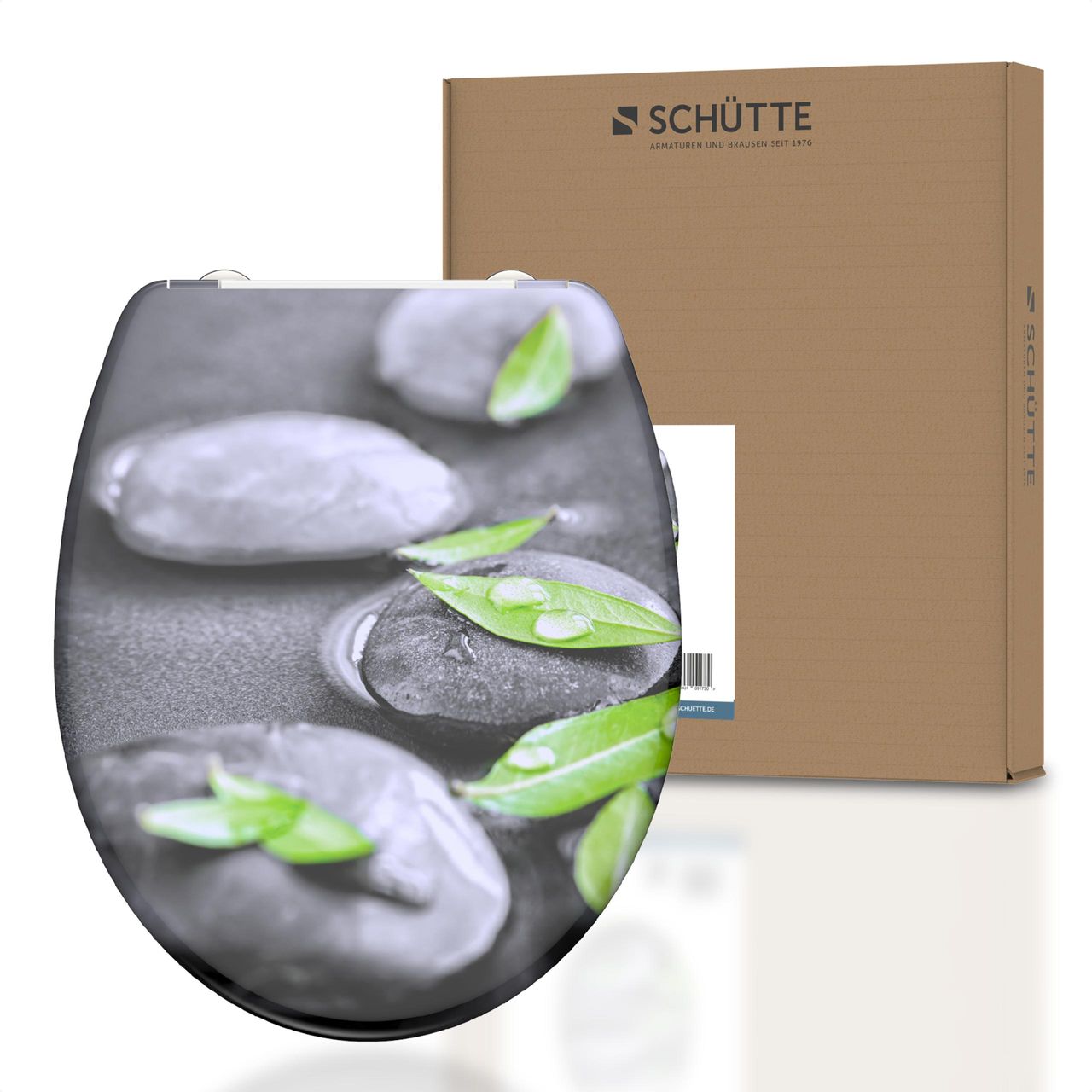 Schütte Duroplast WC Sitz STONE, Toilettendeckel mit Absenkautomatik und Schnellverschluss, Klobrille mit Motivdruck
