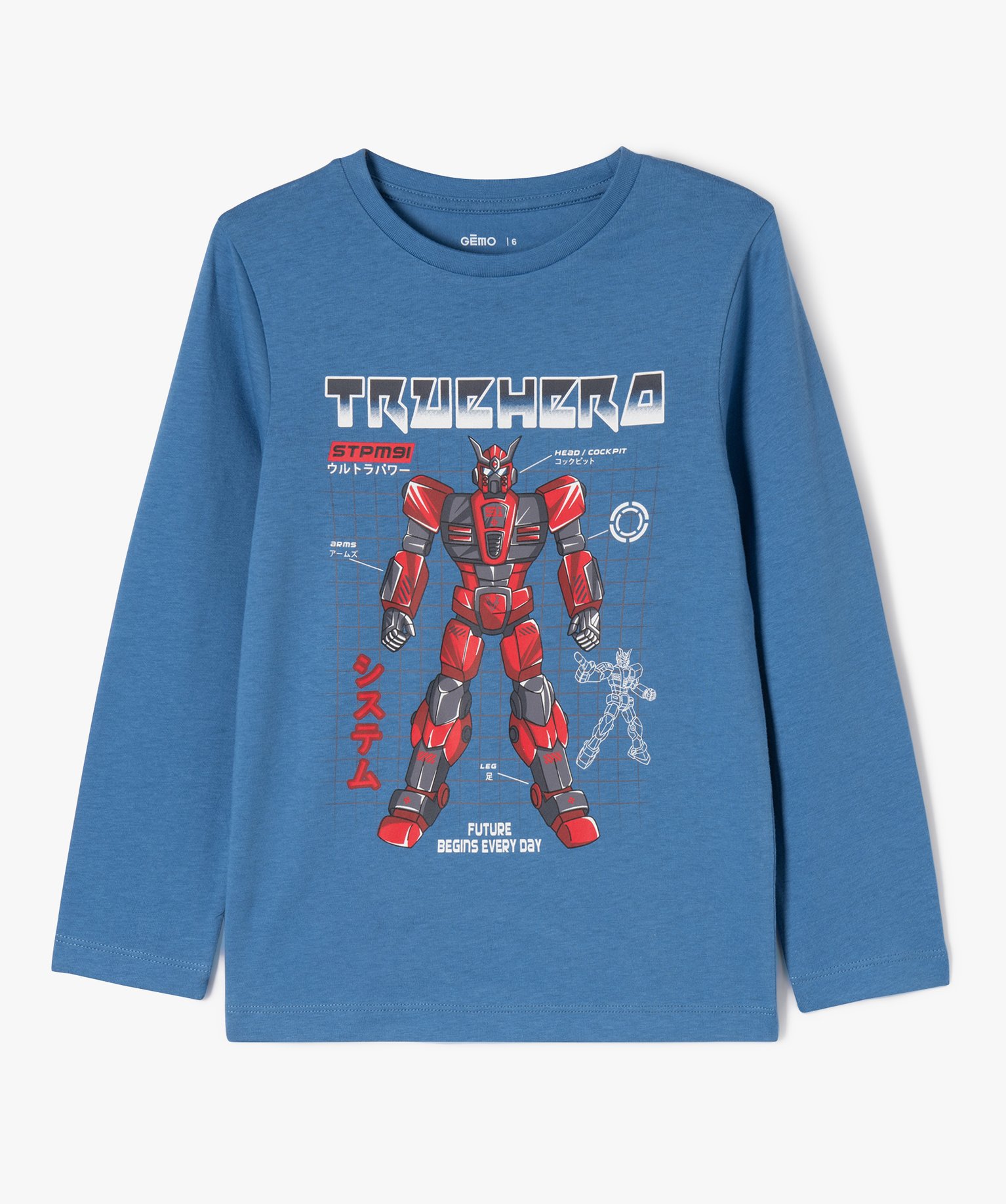 Tee-shirt à manches longues imprimé Garçon bleu | GEMO