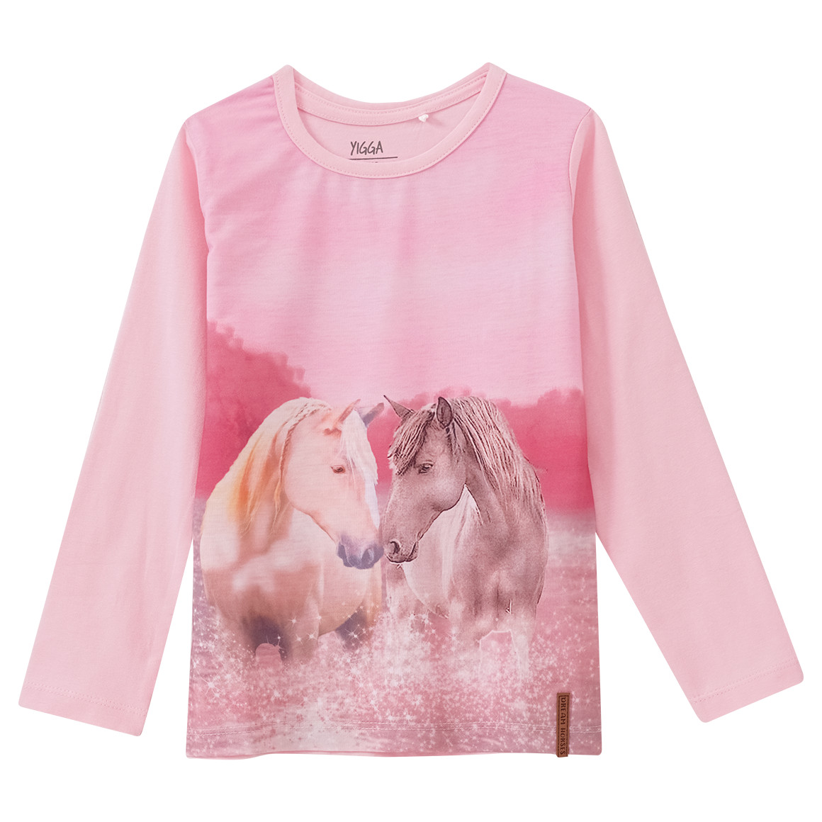 Mädchen Langarmshirt mit Pferde-Print