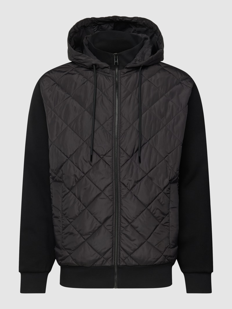 Sweatjacke mit Steppnähten Modell 'Salvi' in schwarz