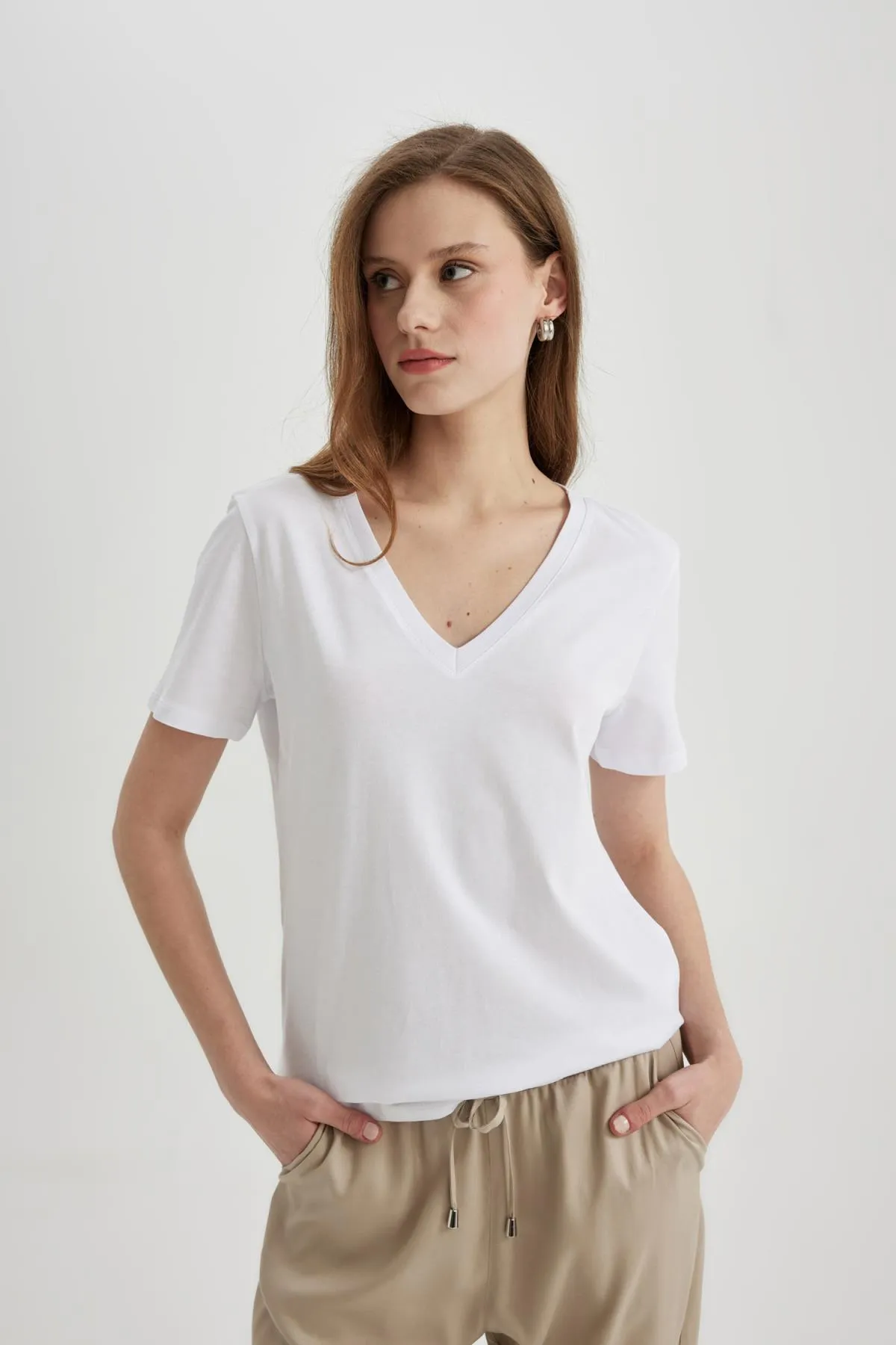 DeFacto  T-Shirt - Weiß - Regular Fit
