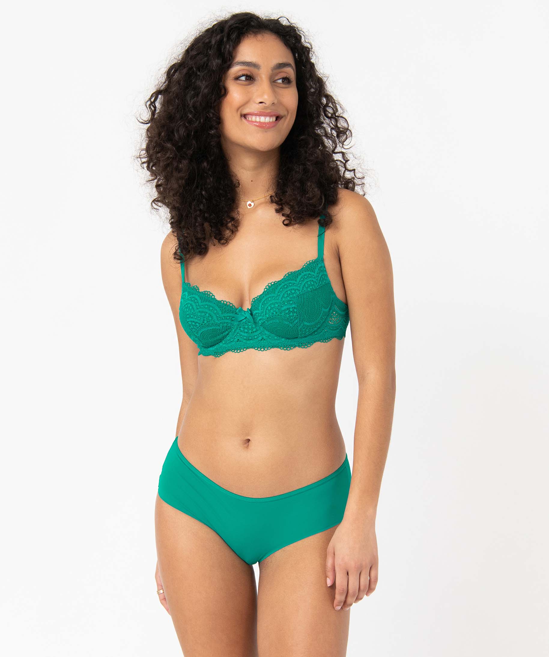 Shorty femme en microfibre et dentelle (lot de 2) bleu | GEMO