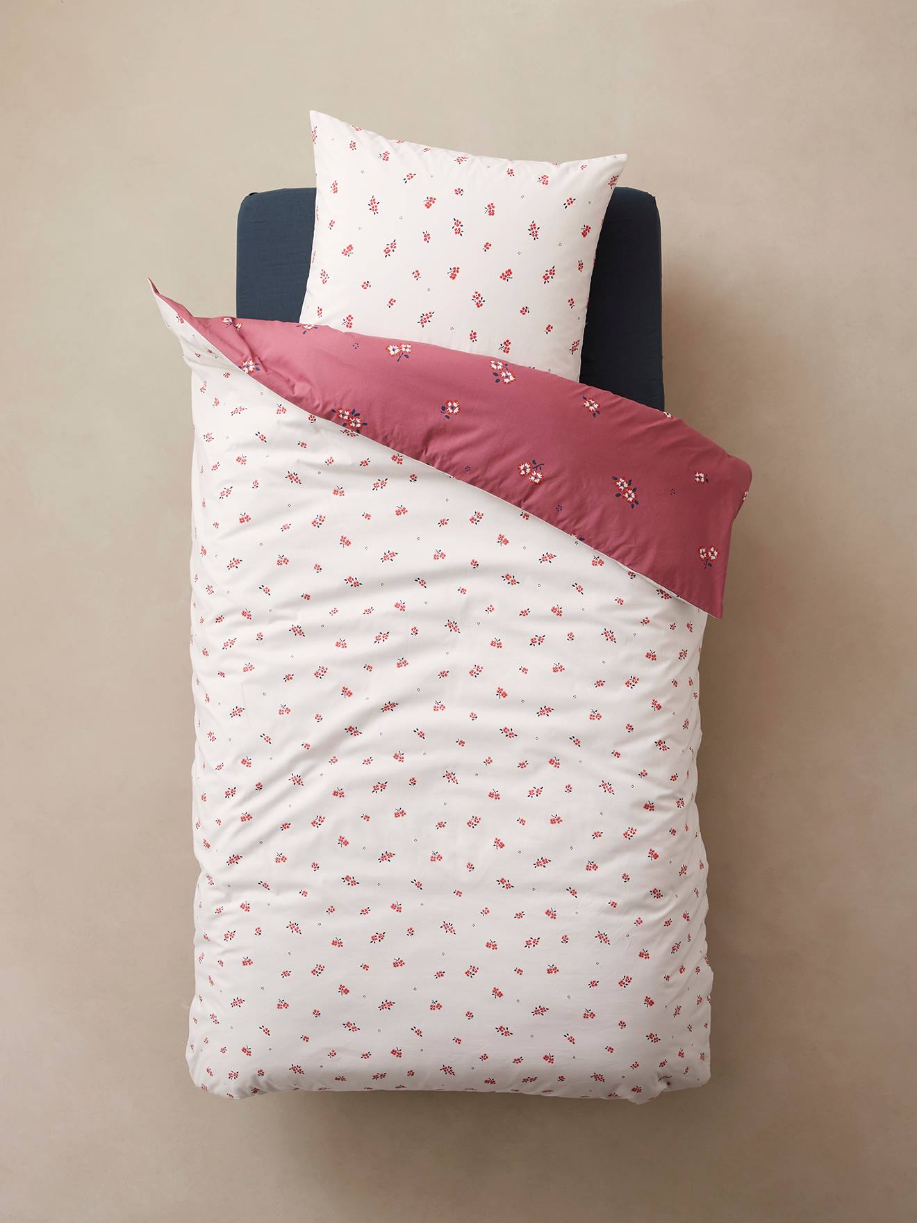 Parure housse de couette + taie d'oreiller enfant BFF écru