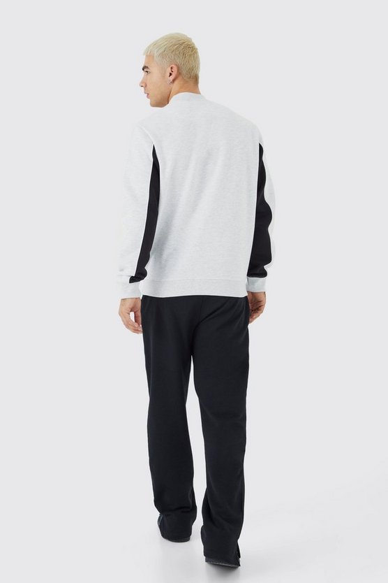 Colorblock Sweatshirt mit Reißverschluss-Detail