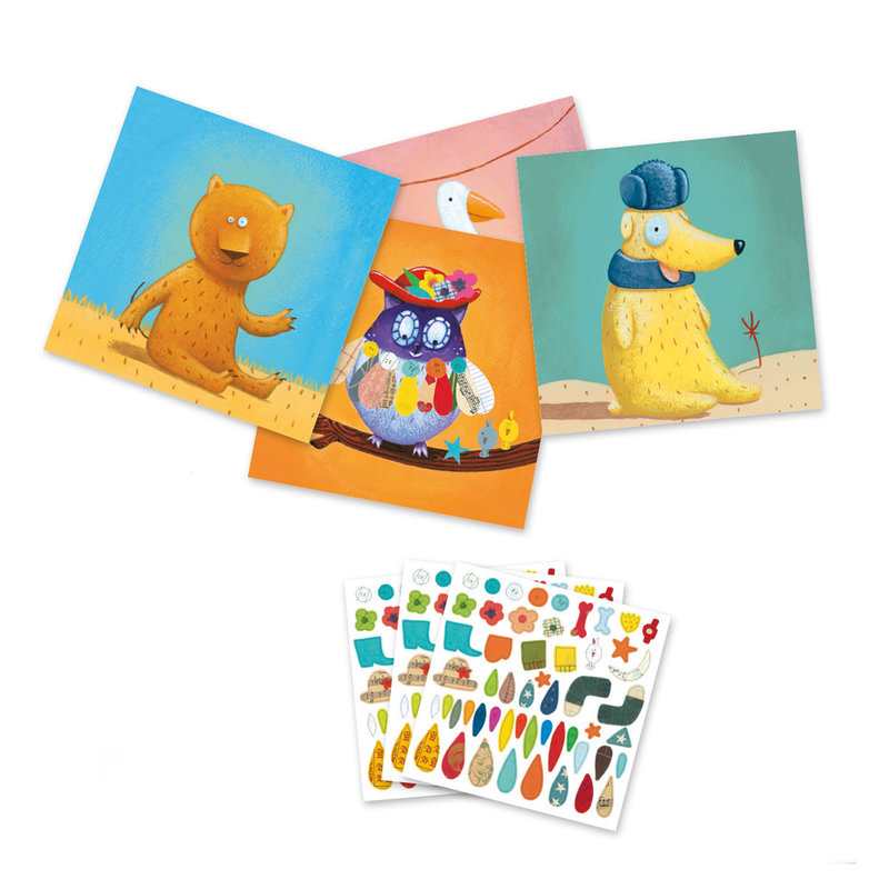 Tableaux Créer avec des stickers Animaux Djeco