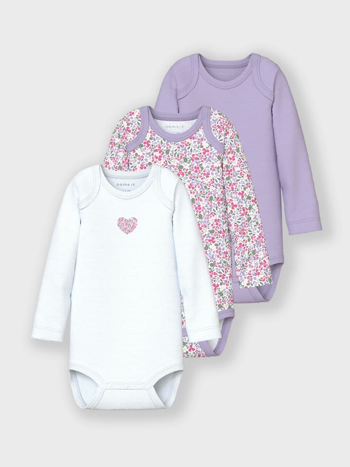 name it Body langarm 3er Pack NBFBODY 3P FLOWER in pastel lilac günstig kaufen