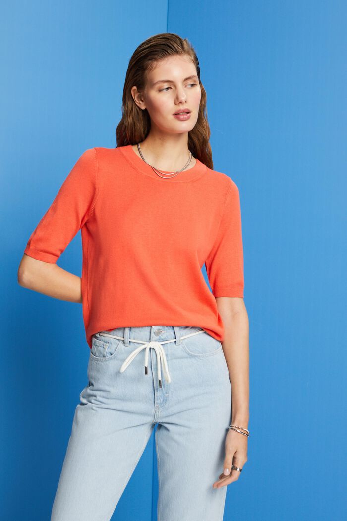 Kurzärmliger Pullover, Baumwollmix