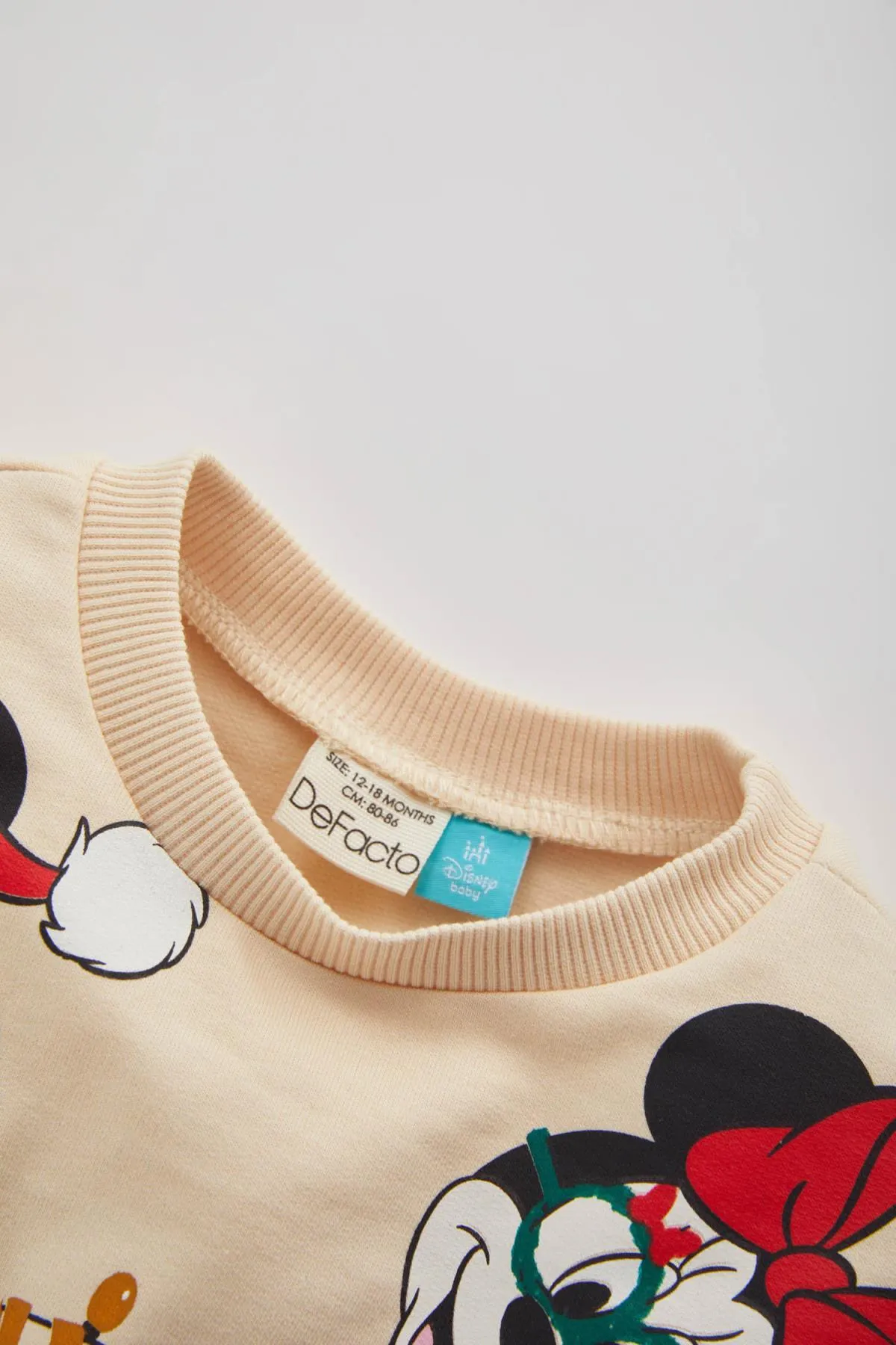 DeFacto  Weich gefüttertes Disney Mickey & Minnie Rundhals-Sweatshirt mit Weihnachtsmotiv für Baby-Mädchen