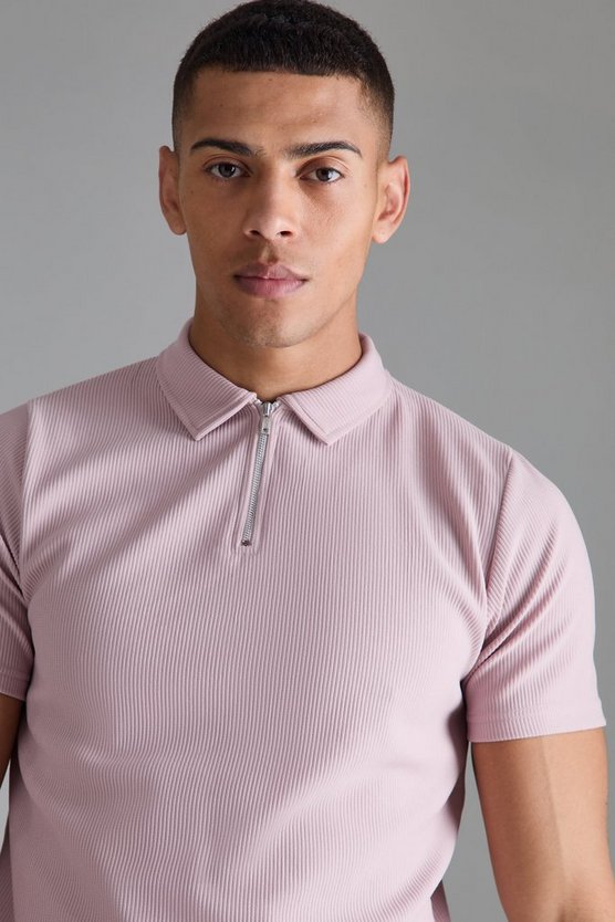 Slim-Fit Ottoman Poloshirt mit 1/4 Reißverschluss