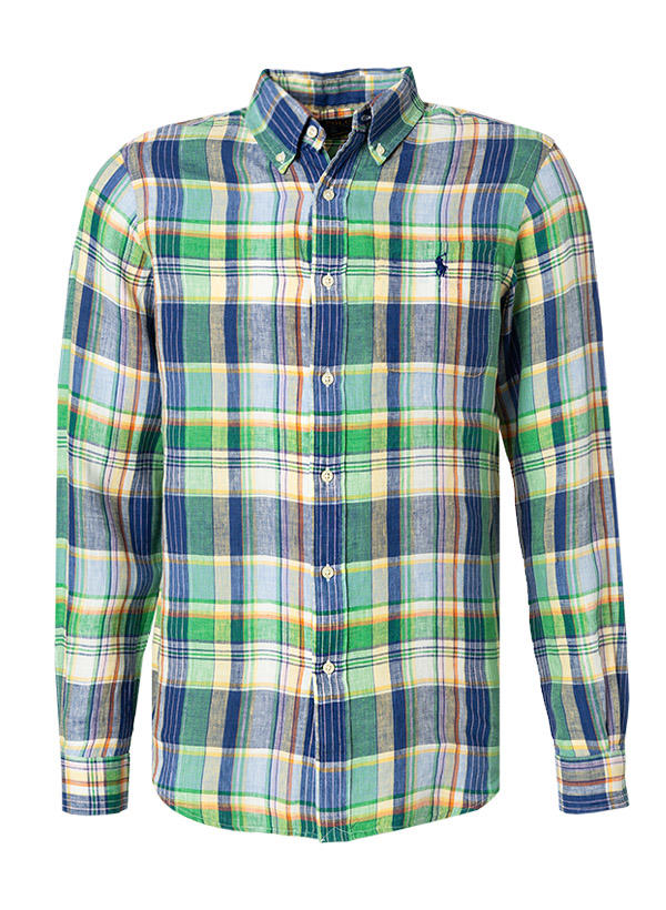 Polo Ralph Lauren, Hemd, Custom Fit, Reines Leinen, grün-blau kariert