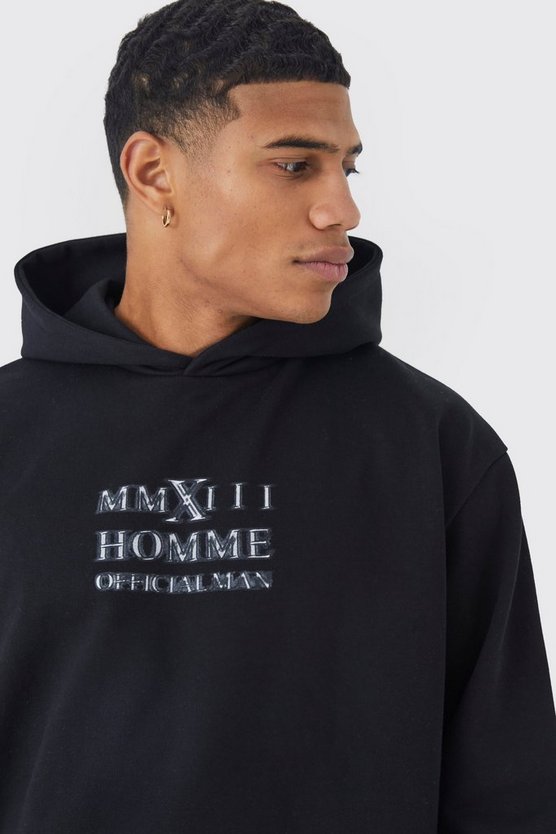 Oversize Hoodie mit Homme-Print