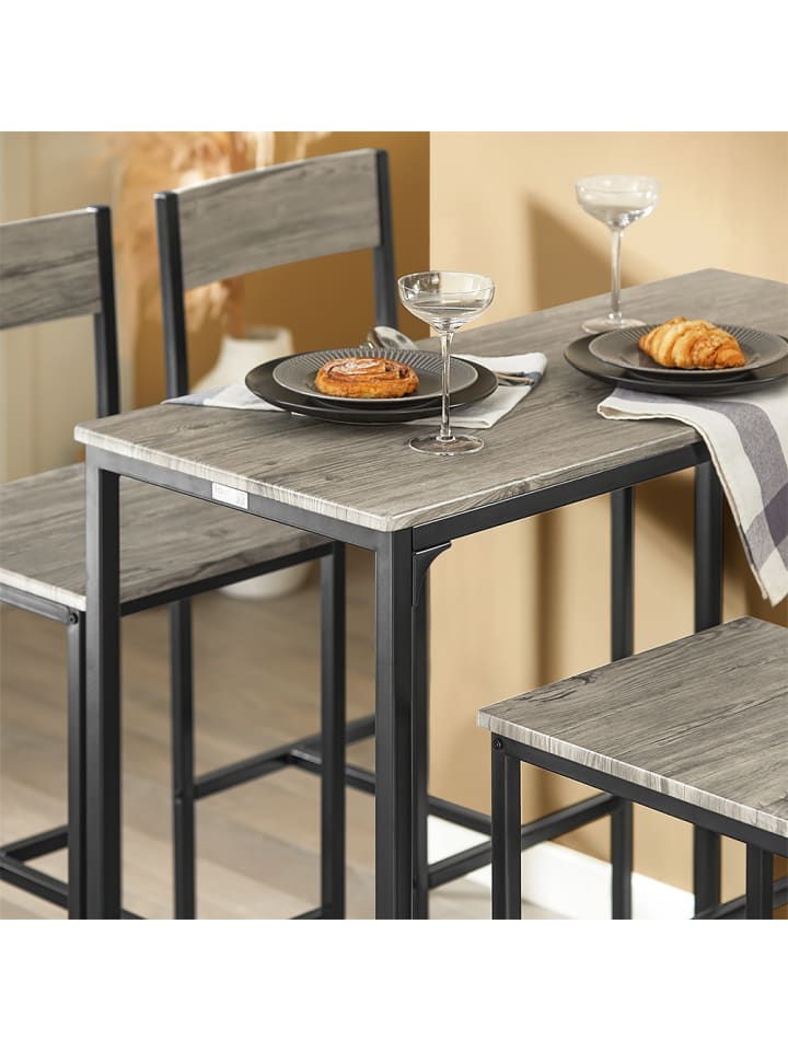 SoBuy Bartisch in Natur und Schwarz - Tisch(B)100 x (H)87 x (T)45cm/Hocker(B)39 x (H)95 x (T)41cm günstig kaufen onesize