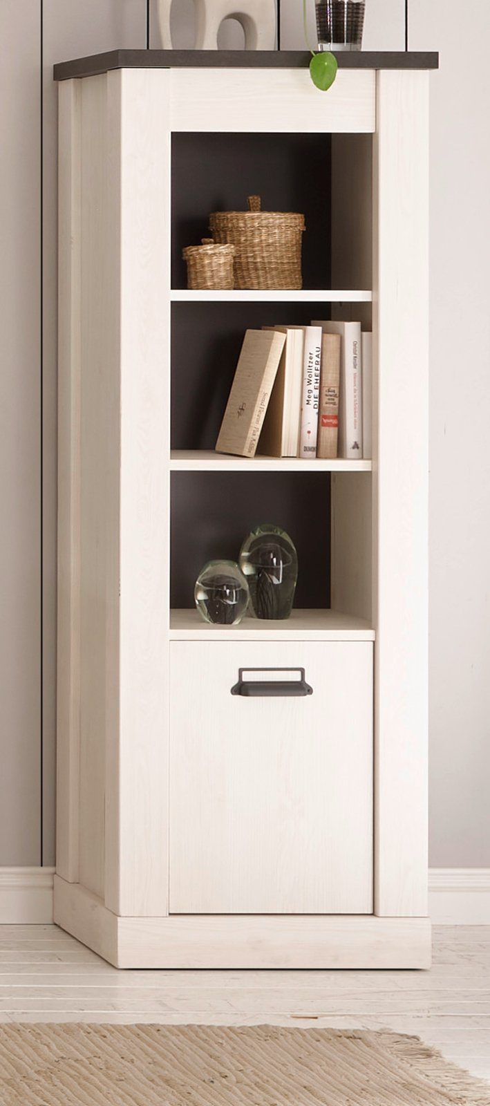 Furn.Design Aktenregal Stove, Regalschrank in Pinie weiß Landhaus 51 x 146 cm, Soft-Close