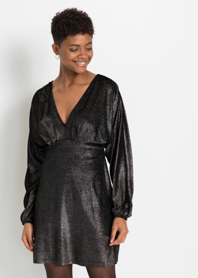 Glitzer Kleid aus Samt mit tiefem V-Ausschnitt