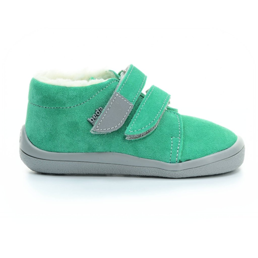 Beda Sam mit Membran und Hinterkappe (BF 0001/MK/OP) grüne Winterbarfußschuhe
