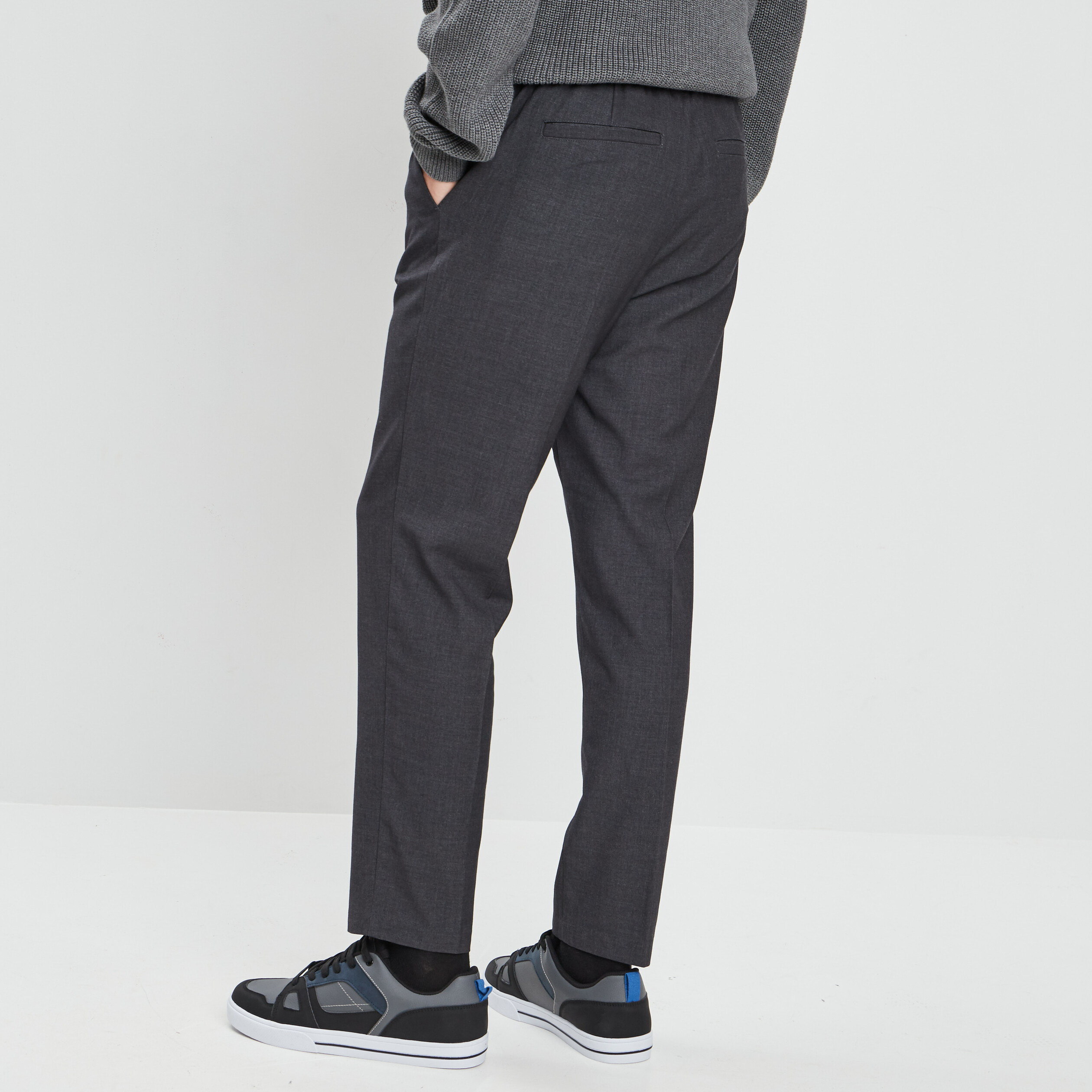 Pantalon droit à coulisse gris foncé homme | La Halle