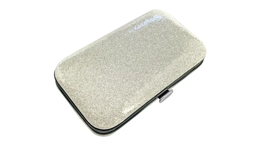 Rahmenmaniküre Etui, 3-teilig, Weiß, Glitzer Weiß, Glitzer
