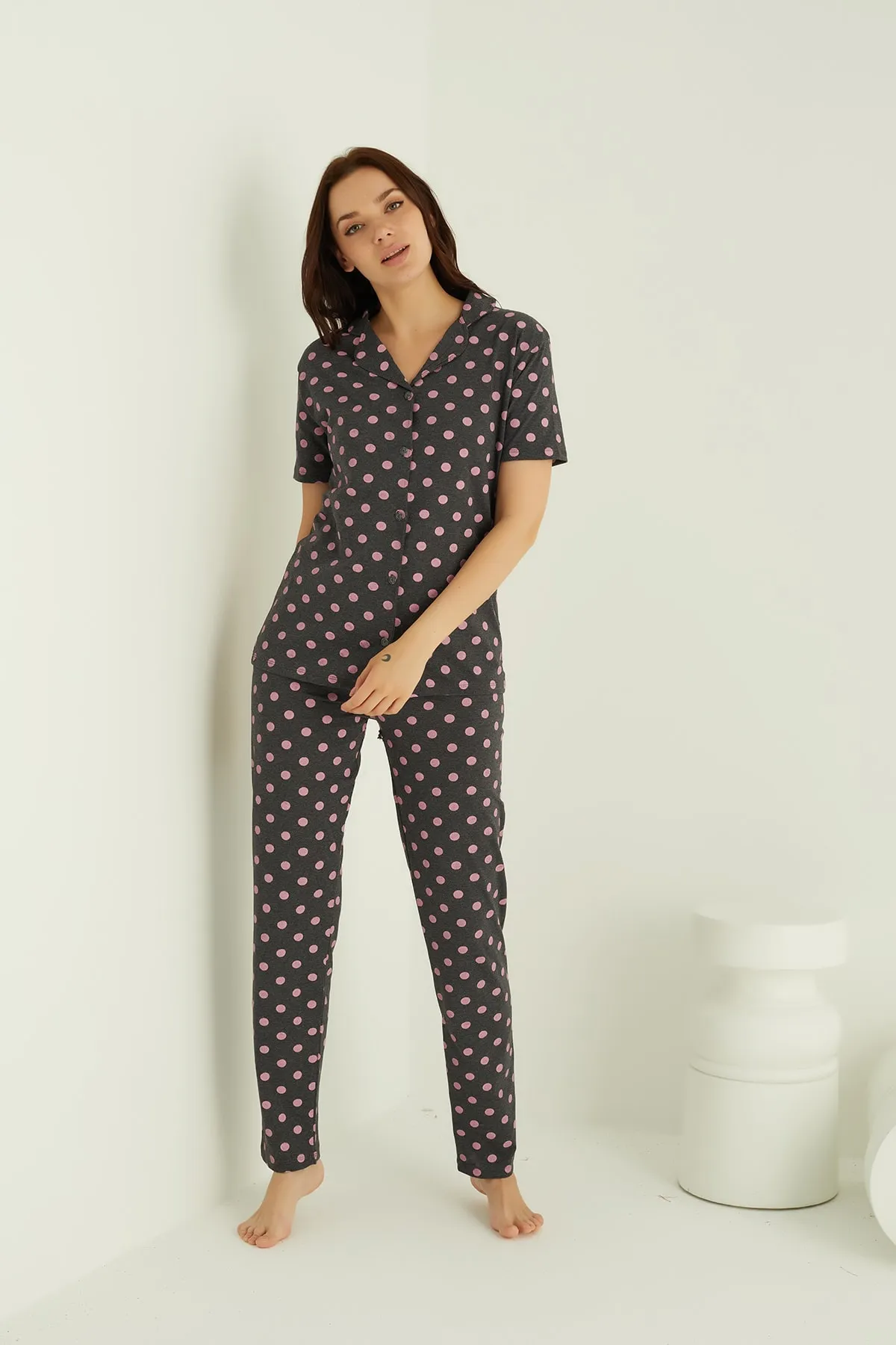 ELİTOL  Pyjama-Set aus Baumwolle mit Knöpfen