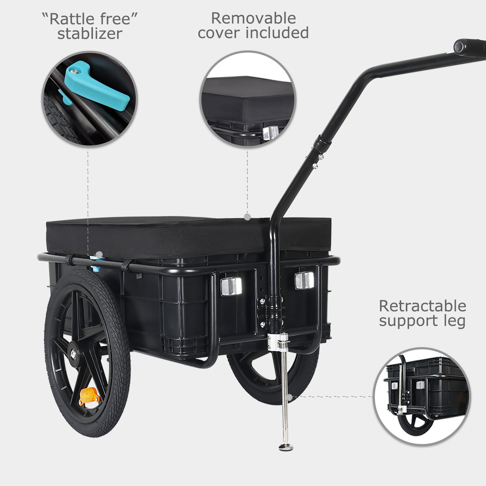 TIGGO Fahrradlastenanhänger Tiggo 75L Lastenanhänger & Handwagen XL Fahrradanhänger Hochdeichsel