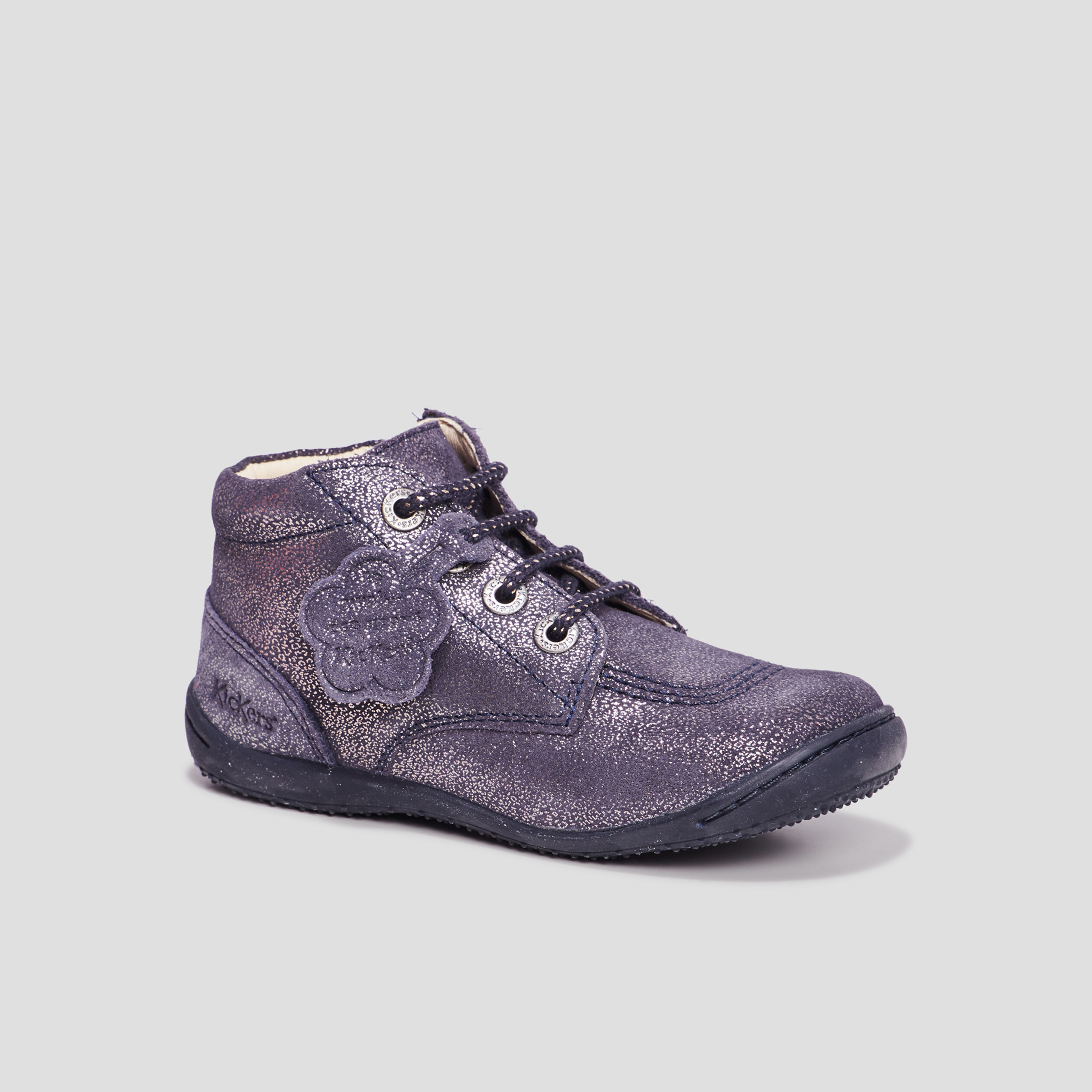 Bottines irisées cuir Kickers Gulyflow bleu marine fille | La Halle