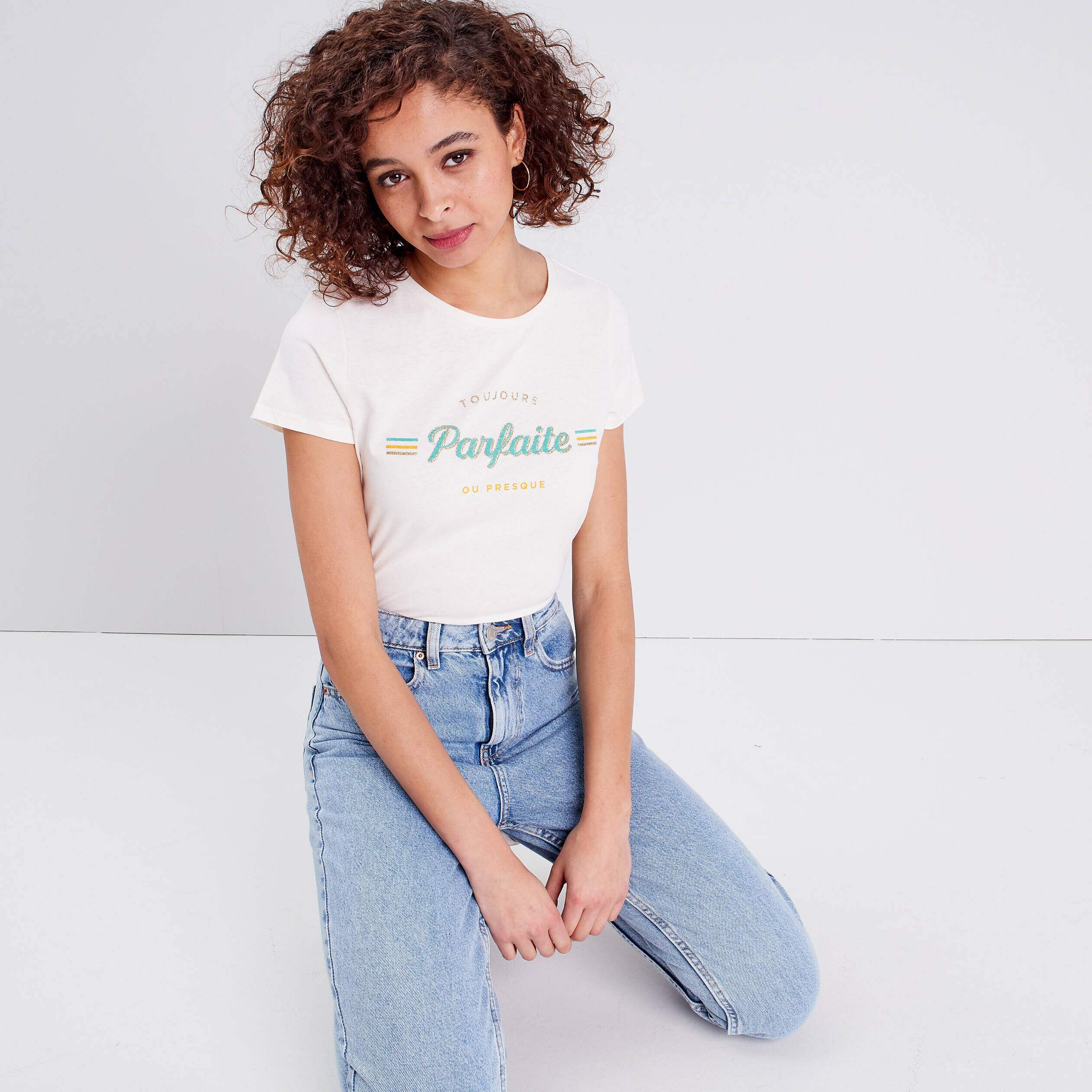 T-shirt manches courtes ecru femme | Cache Cache