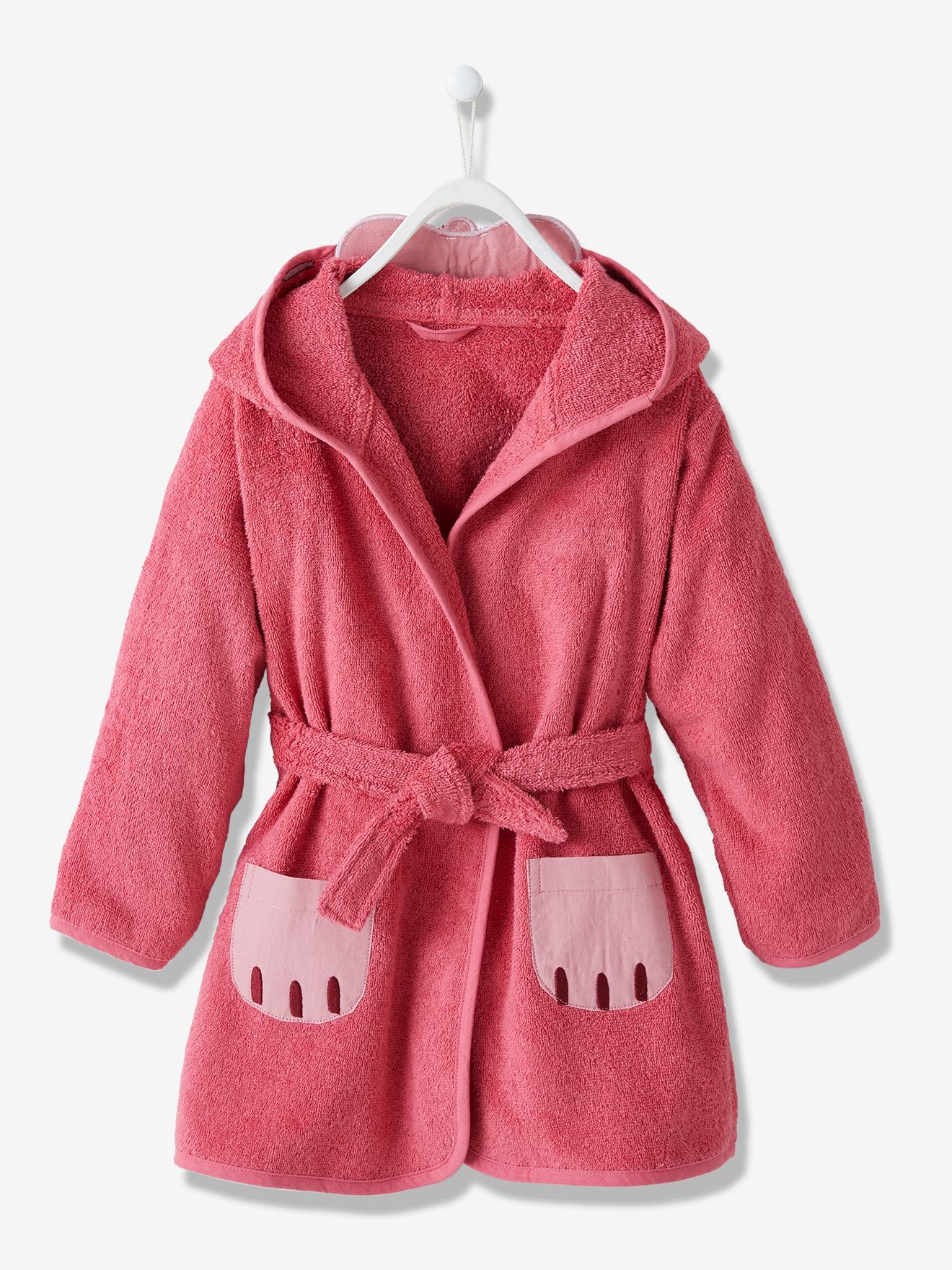 Peignoir de bain enfant Chat framboise