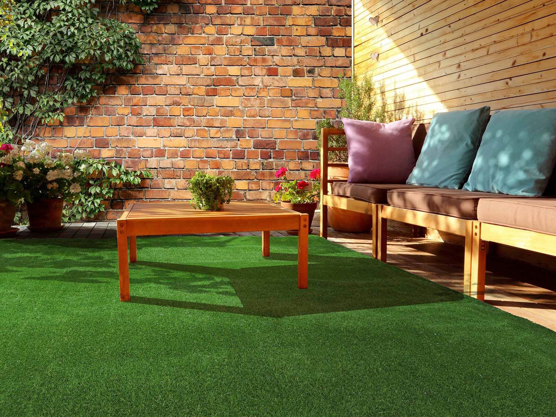Kunstrasen SUNSET, Primaflor-Ideen in Textil, rechteckig, Höhe: 32 mm, realistische Optik, mit Drainagefunktion, ideal für Balkon & Terrasse