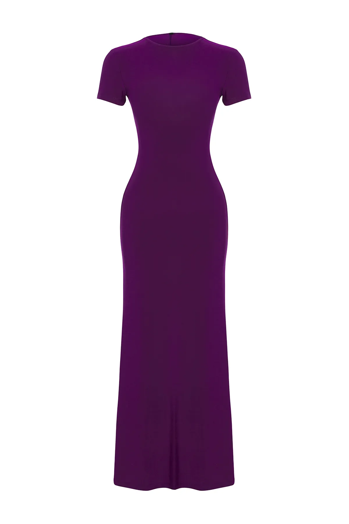 Trendyol Collection  Lila Kurzarm Bodycone/tailliert Rundhals Flexible gestrickte Maxi Bleistiftkleid TWOSS24EL00097