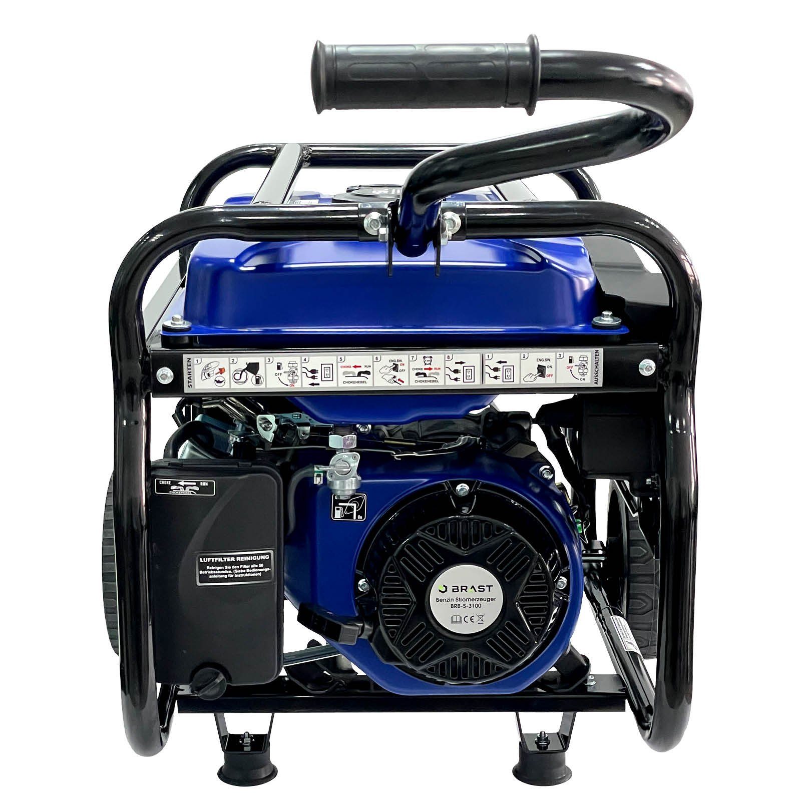 BRAST Stromerzeuger Benzin 4,8kW (6,5PS) mit 212cm³ 3000 Watt 4-Takt-Motor, (Zahlreiche Anschlüsse für flexiblen Einsatz), lange Laufzeiten bis zu 23 Stunden Generator Stromgenerator