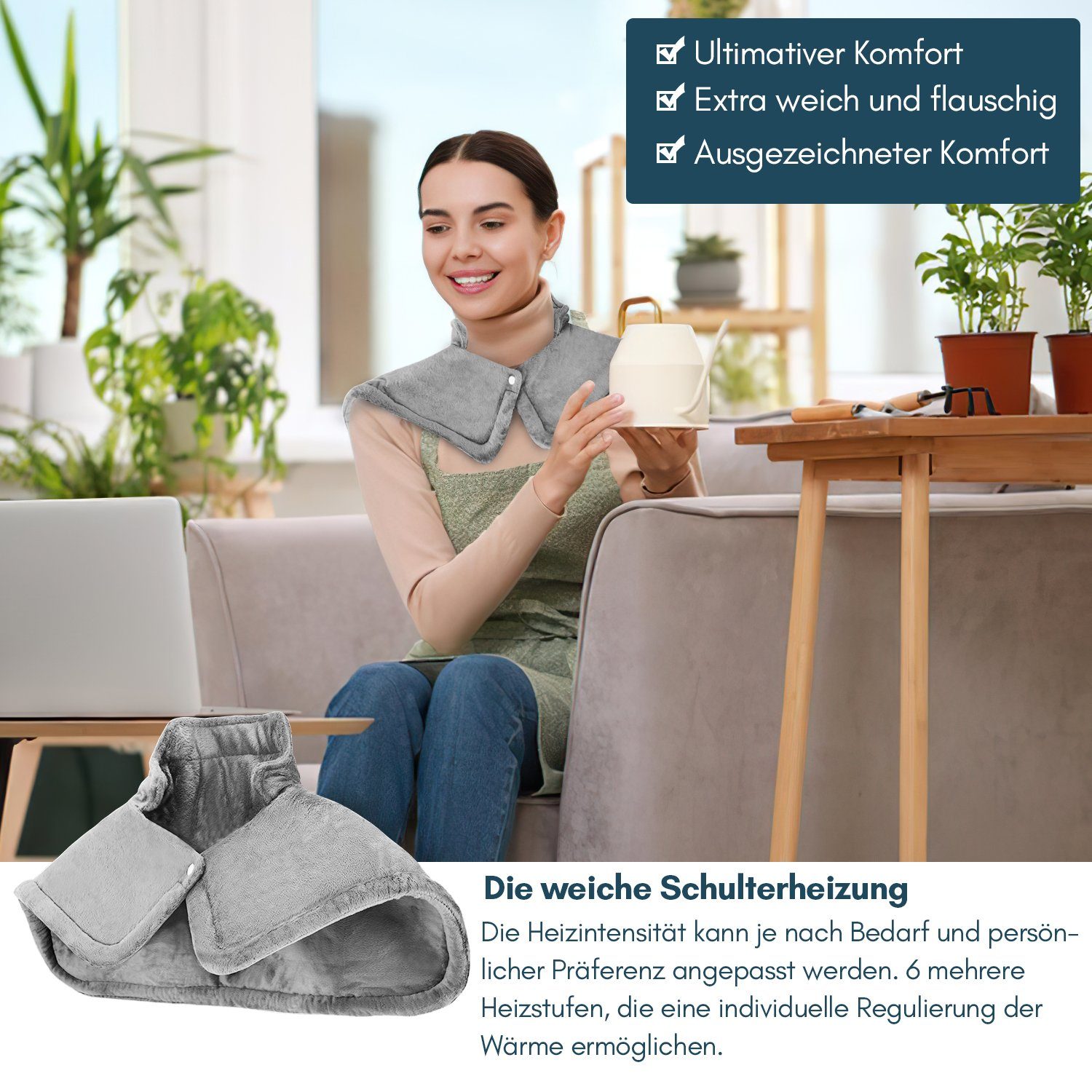 Gimisgu Heizkissen Elektrisch Wärmekissen Nacken Rücken Schulter Heizdecke Silbergrau