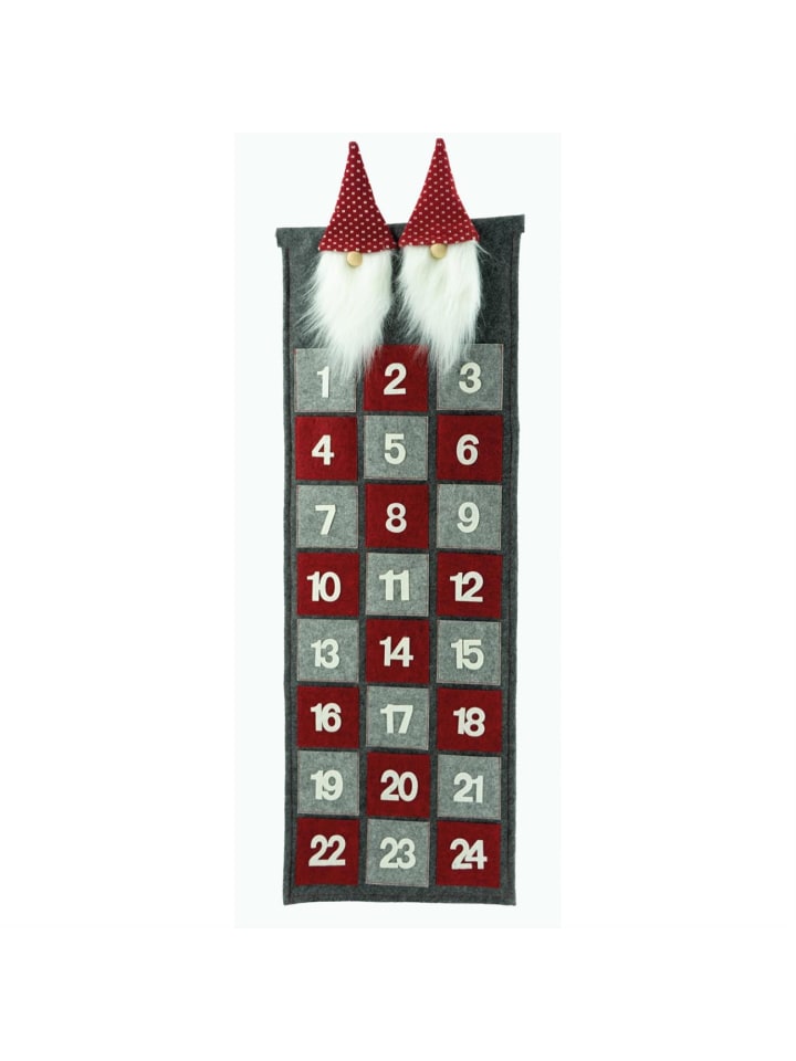 MARELIDA Adventskalender WICHTEL Filz zum Befüllen Weihnachtskalender in grau, rot günstig kaufen onesize