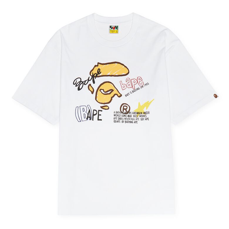 A Bathing Ape Hand Draw Graphic Tee white