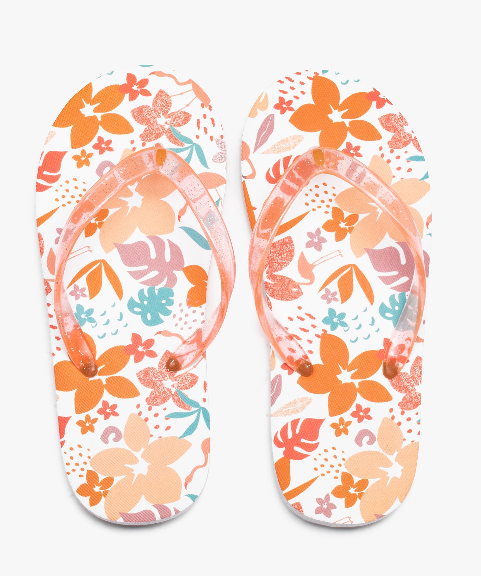 Tongs fille à brides pailletées et semelle imprimée multicolore | GEMO