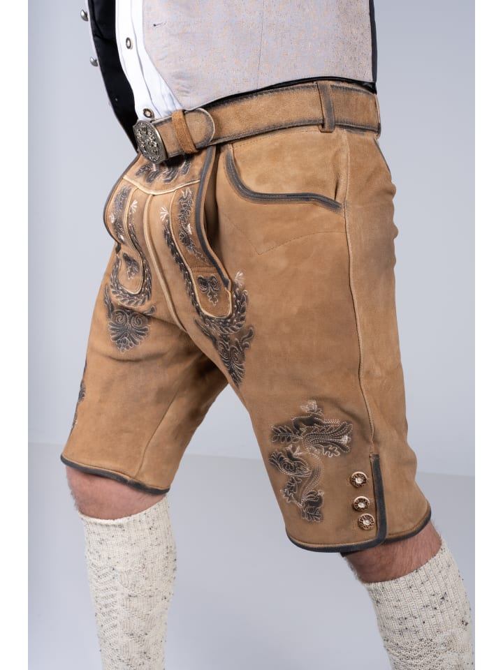 Edelnice Kurze Wildbock Lederhose Toni in hellbraun günstig kaufen
