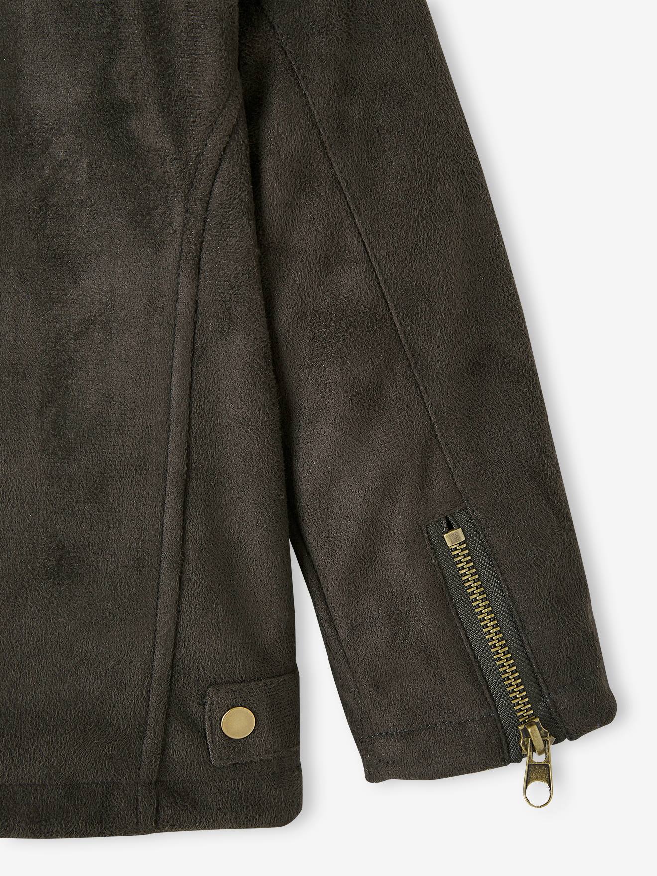 Vertbaudet Mädchen Bikerjacke, Velours - braun