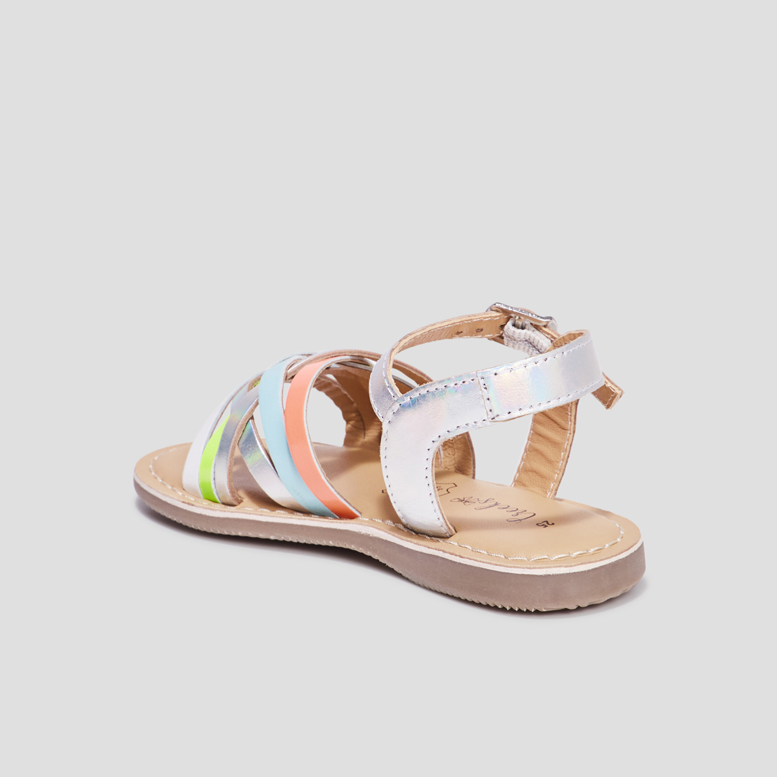 Sandales brides croisées en cuir Creeks multicolore fille | La Halle