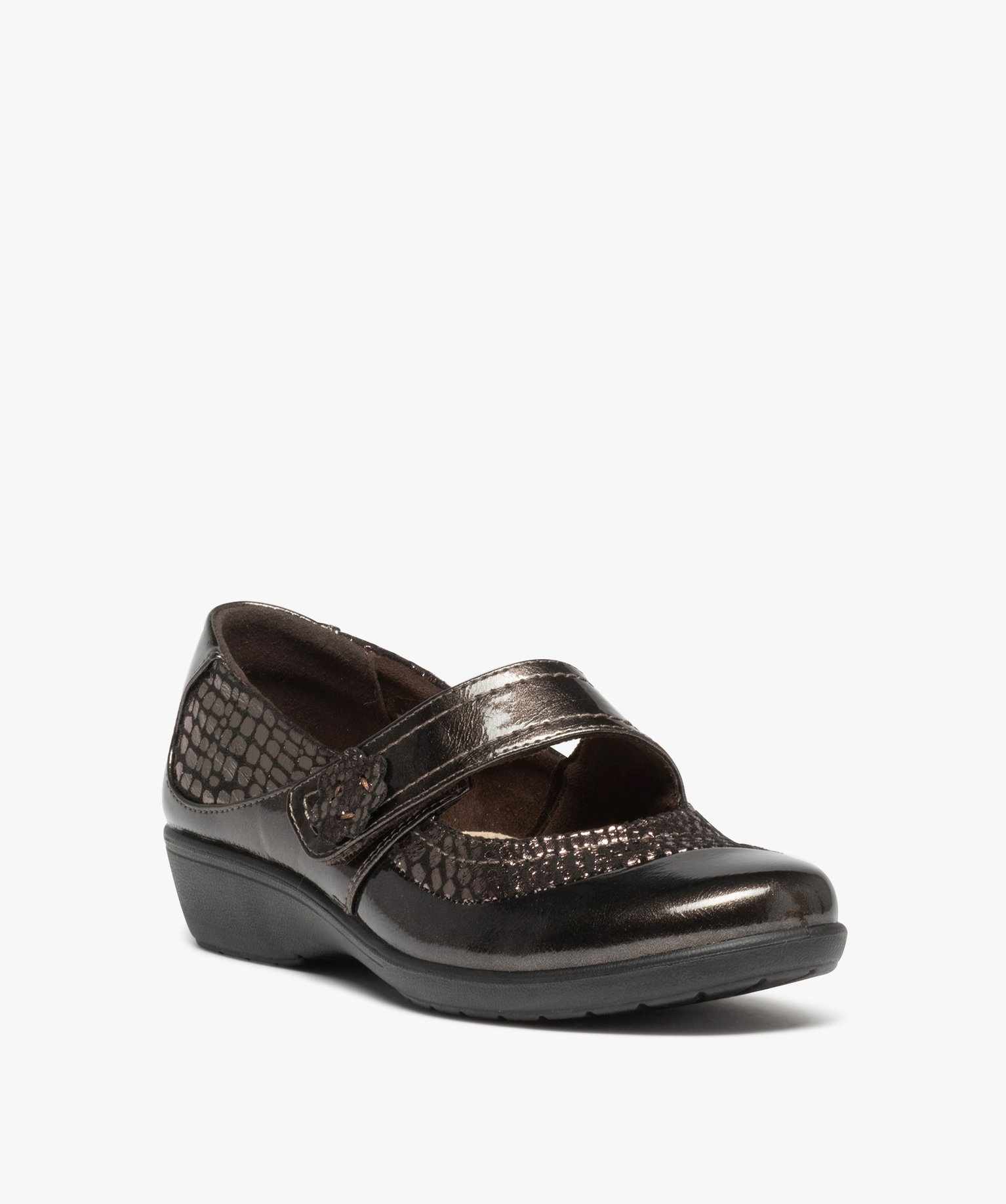 Chaussures confort femme en matière scintillante bronze | GEMO
