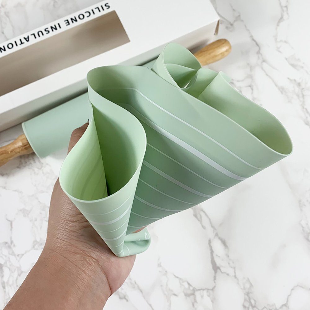 SCOKIT Backmatte Silikon Backmatte, Silikonmatte Backen Groß, (1 satz, 2-tlg., Silikon, Mit Nudelholz), Antihafte Teigmatte Ausrollmatte für Teig Fondant Pizza Gebäck Brot