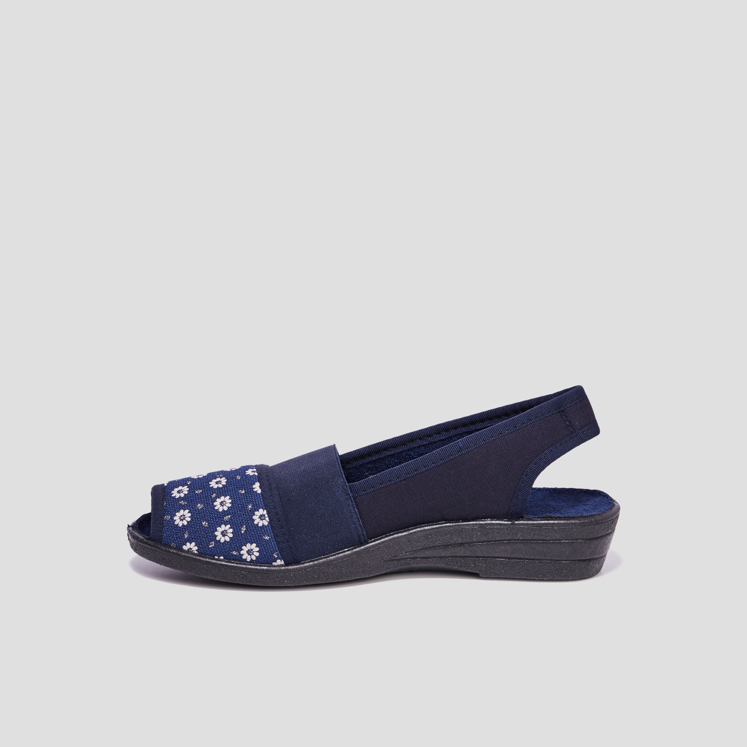 Chaussons sling back compensés bleu femme | La Halle