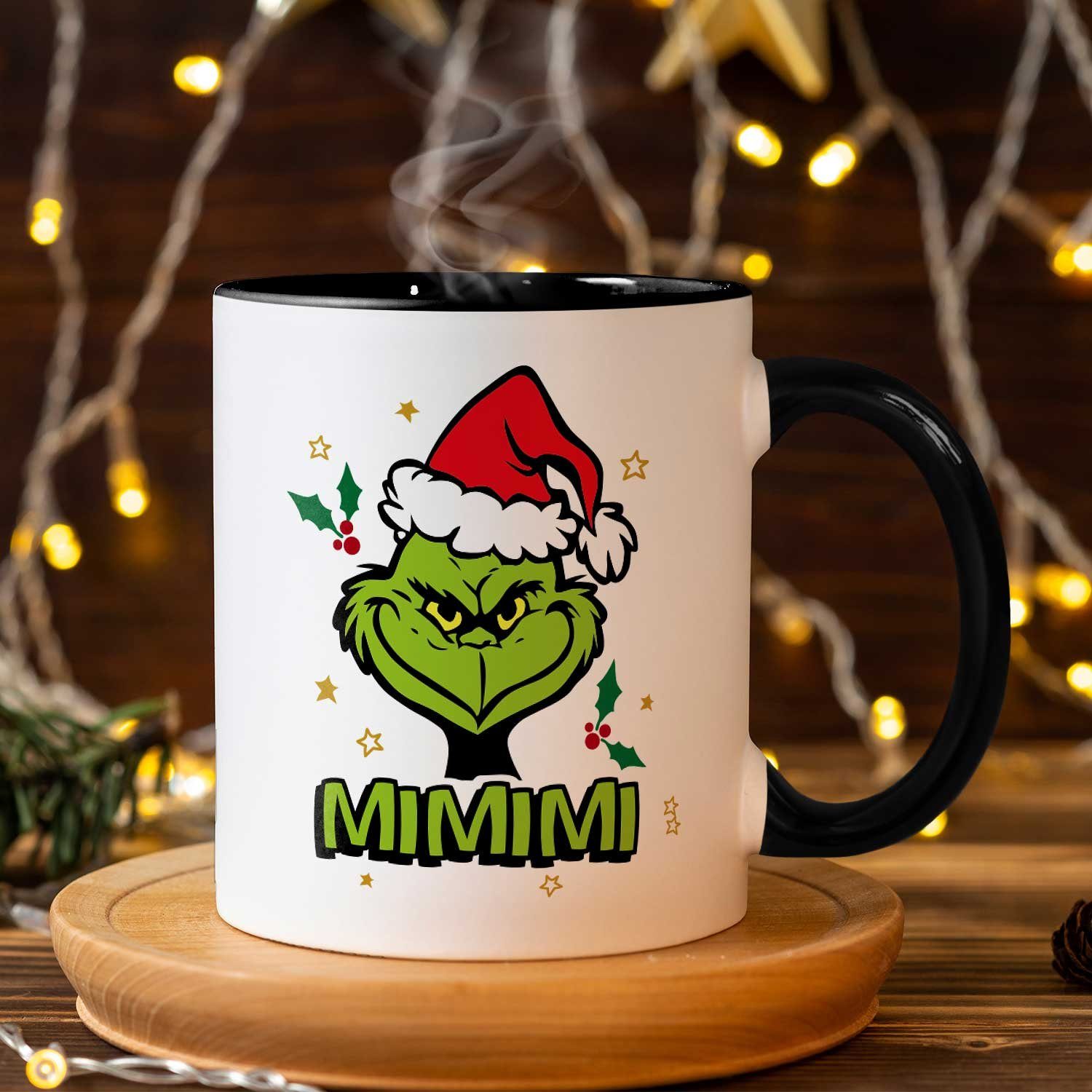 GRAVURZEILE Tasse mit Weihnachtsmotiv - Geschenke für Frauen & Männer zu Weihnachten, Spülmaschinenfest - Grinch MiMiMi - Schwarz und Weiß