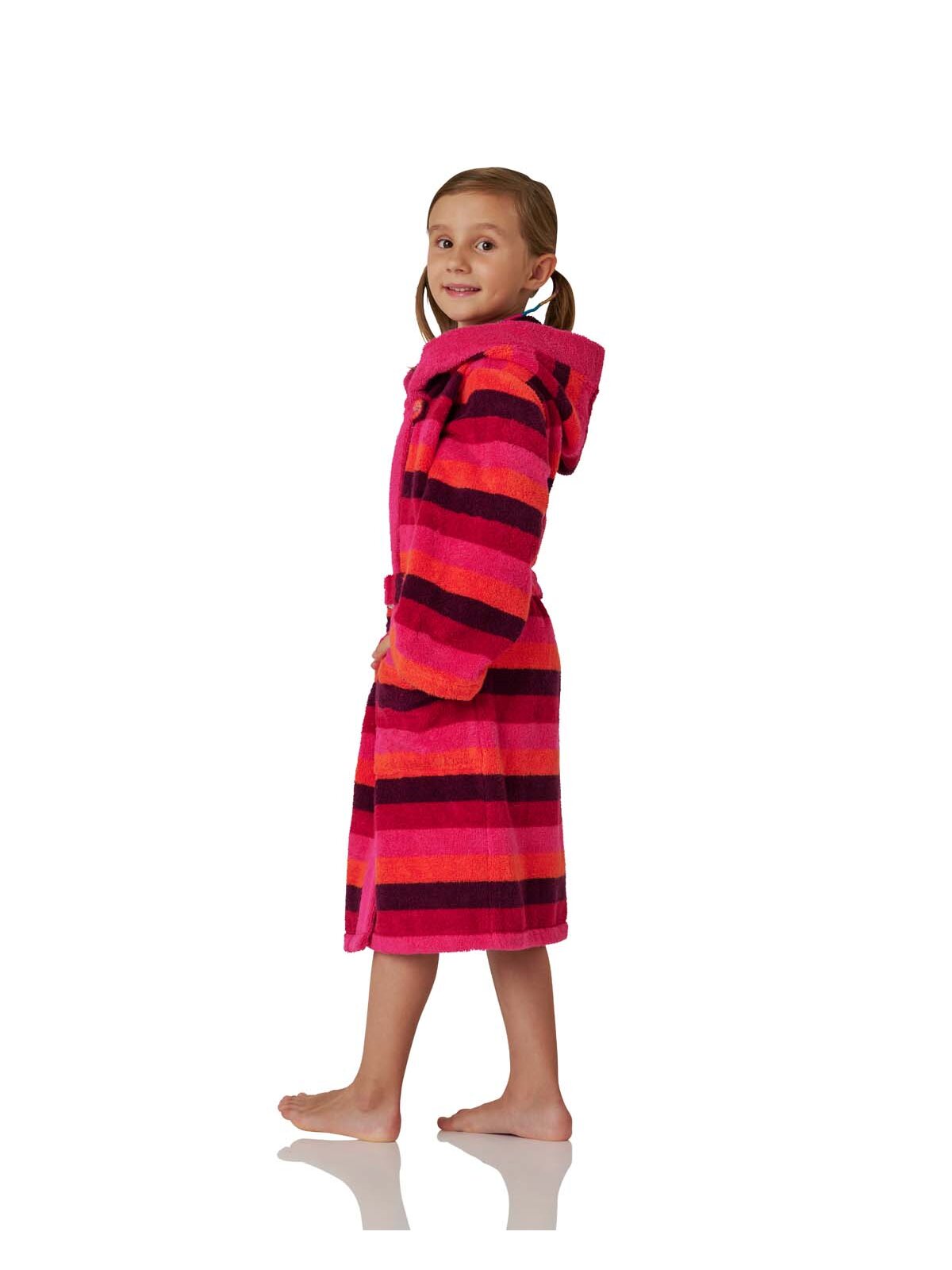 Bademantel Blockstreifen, fuchsia gestreift