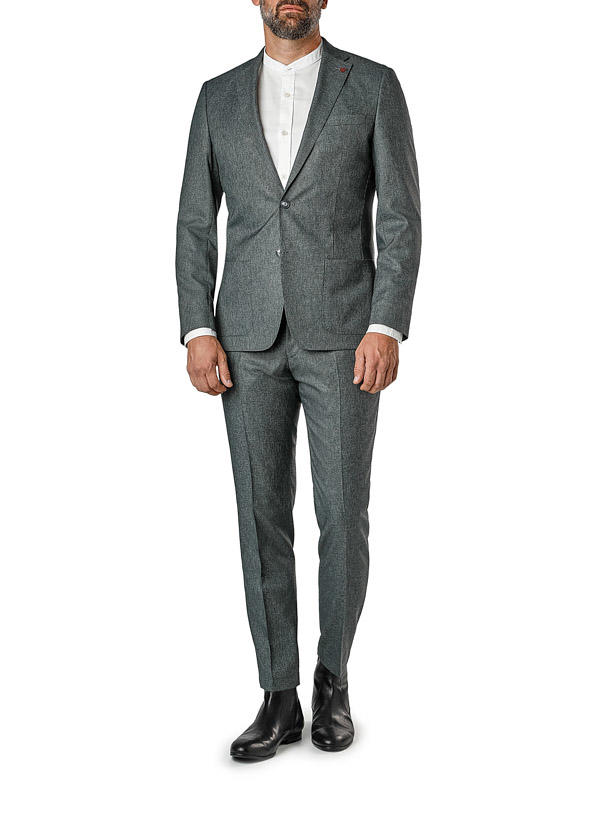 ROY ROBSON, Anzug, Slim Fit, Viskose-Stretch halbgefüttert, grau gemustert