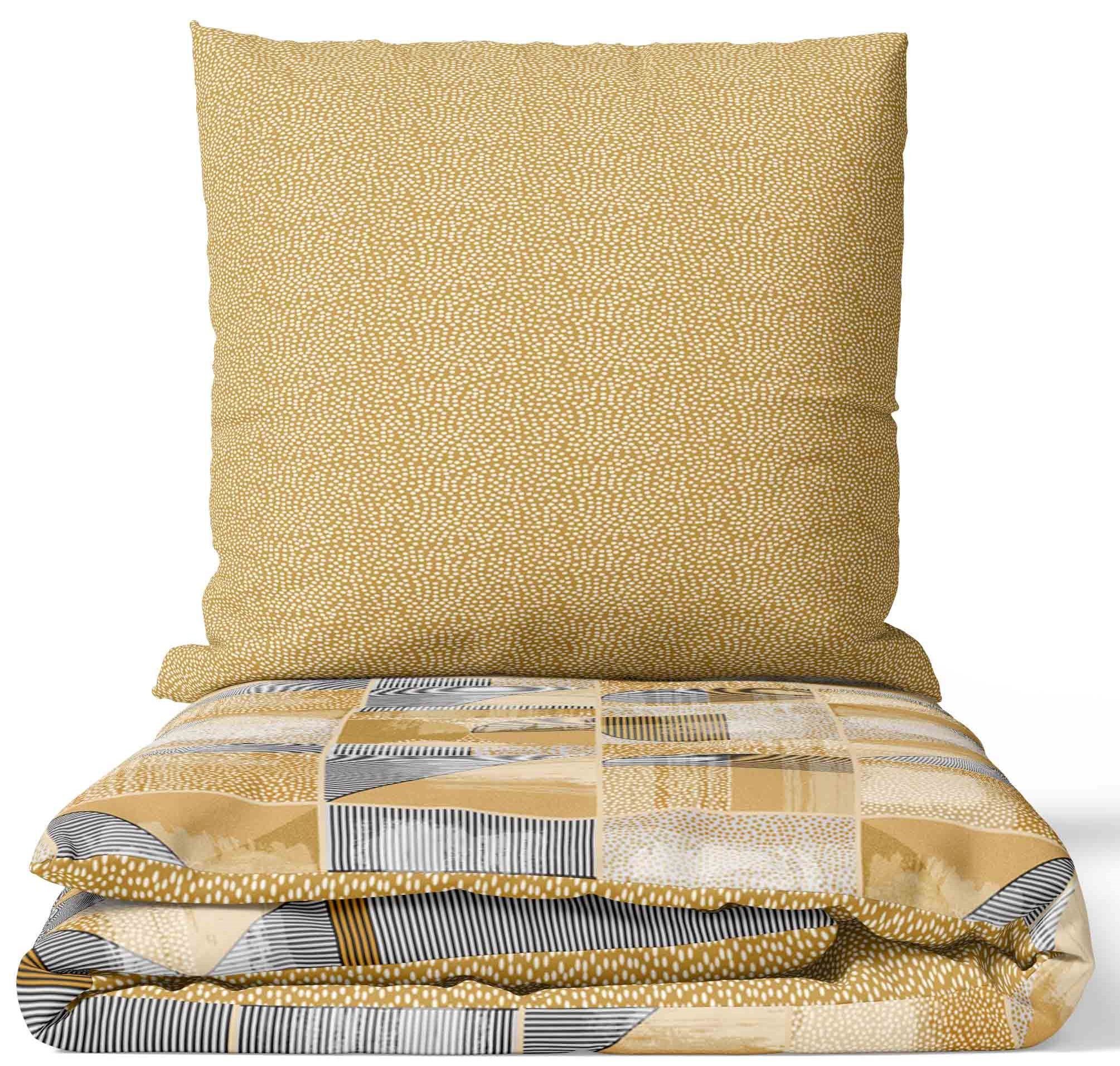 Bettwäsche Baumwolle 135x200, 155x200, 155x220, 200x200, 200x220 oder 240x220, Leonado Vicenti, Renforcé, 2 teilig, Wendebettwäsche gestreift mit Reißverschluss