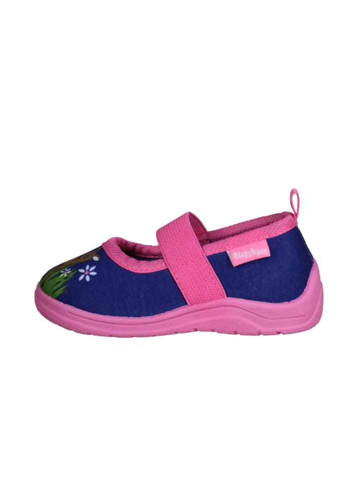 Playshoes Hausschuh Reh in Marine/Pink günstig kaufen