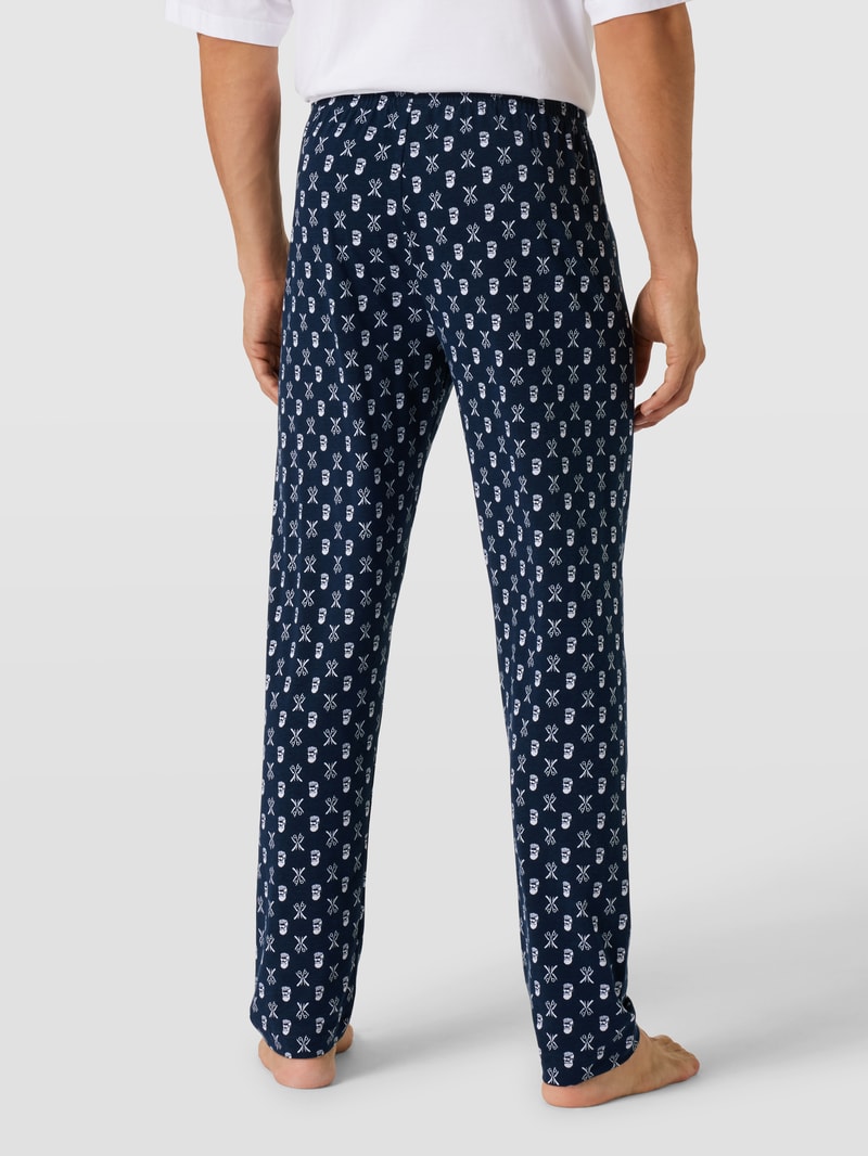Pyjama-Hose mit Allover-Muster Modell 'BARBER' in marineblau