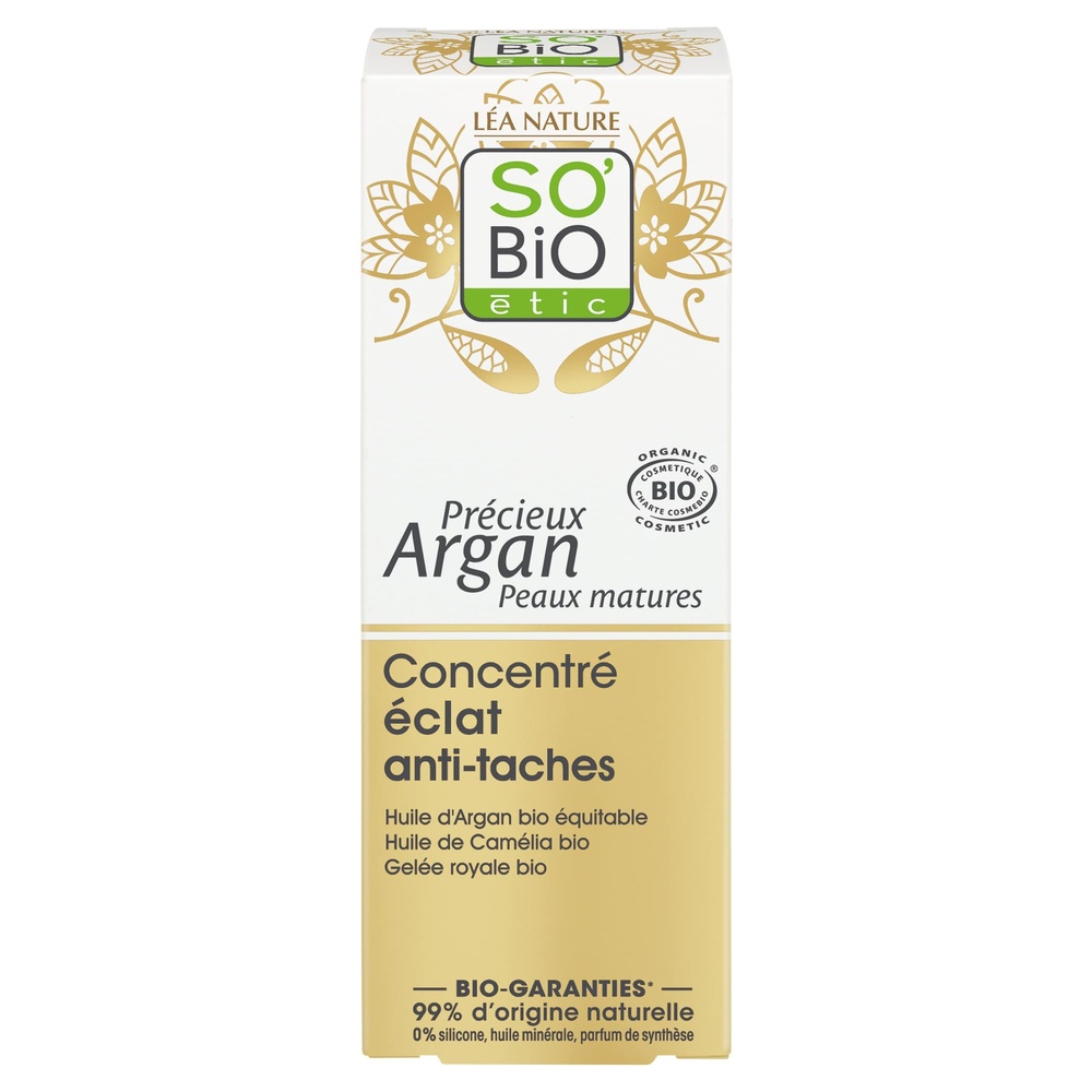 LÉA NATURE SO BiO étic Concentré éclat anti-taches, Précieux Argan Peaux Matures Concentré éclat